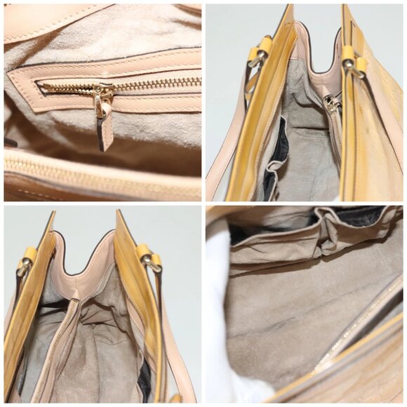 GUCCI GG Canvas Hand Bag Enamel Yellow Gold - Picture 15 of 15